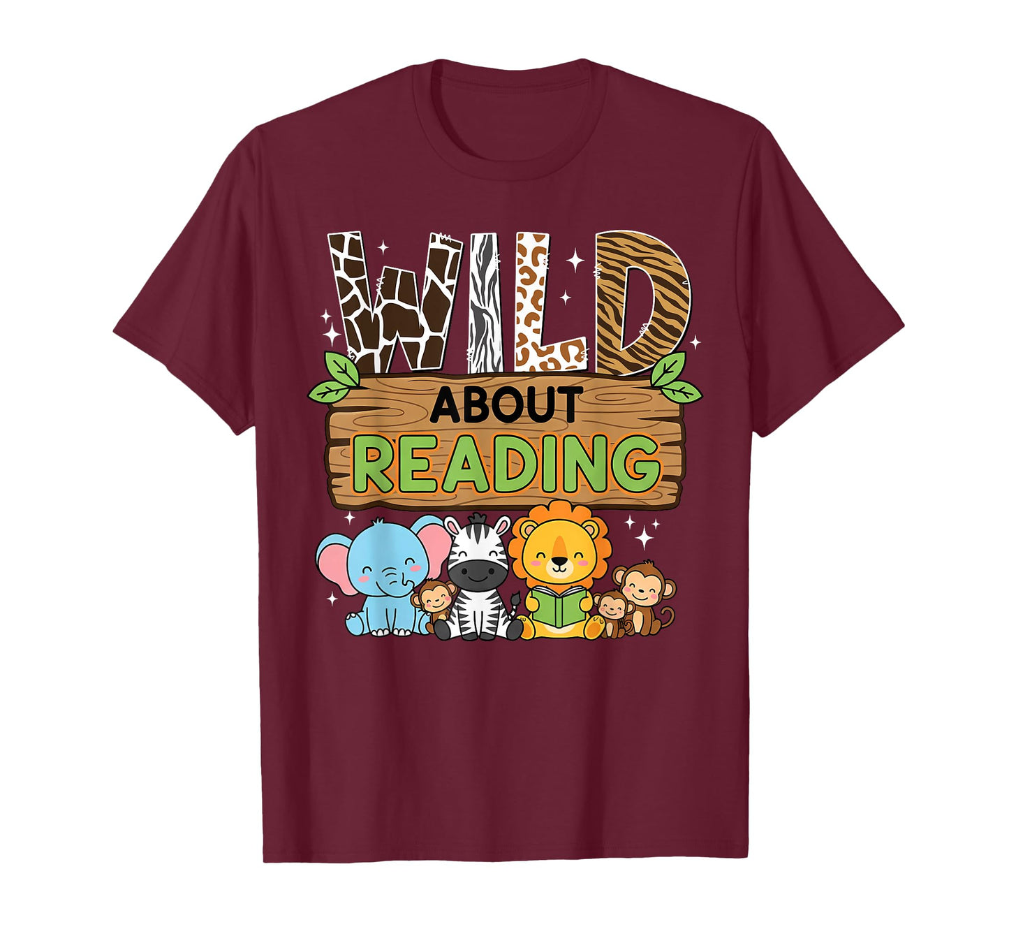 Zoo Animals Wild About Reading Books Reader Lover Librarian T-Shirt