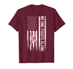 Pink White Grunge Graphic USA Flag Breast Cancer Awareness T-Shirt