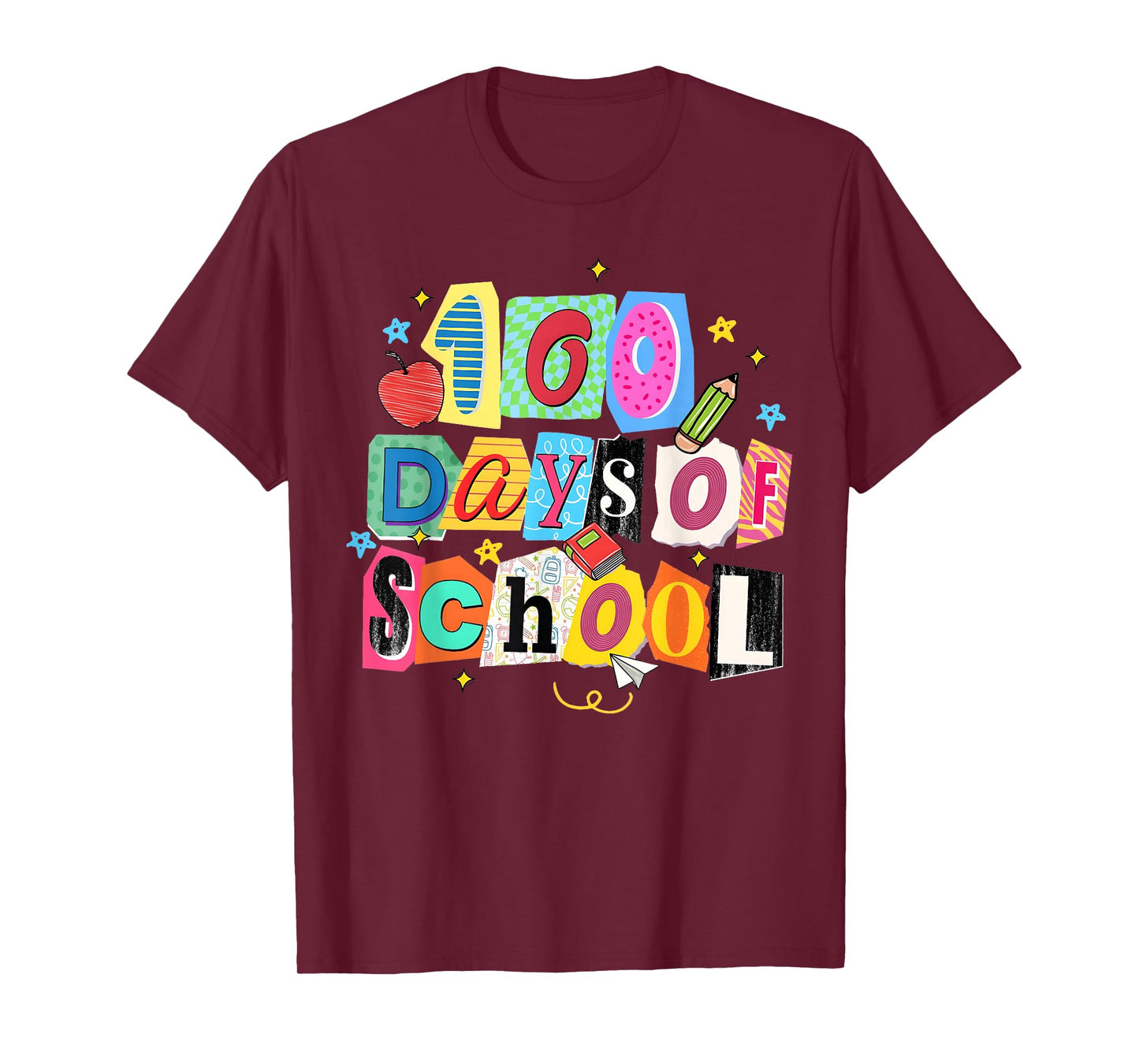100 Days of School Colorful Letters Boy Girl Kids Teacher T-Shirt