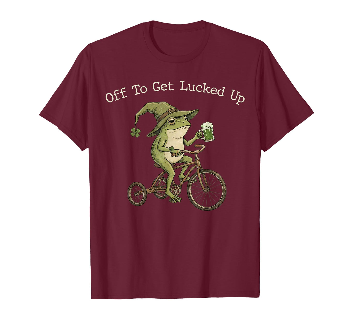 Off to Get Lucked Up St Patrick's Day Frog Bicycle Vintage T-Shirt
