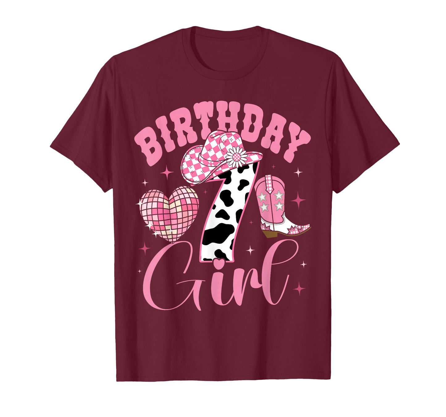 Happy 7th Birthday Girl Outfit Rodeo Western Cowgirl Cowboy T-Shirt