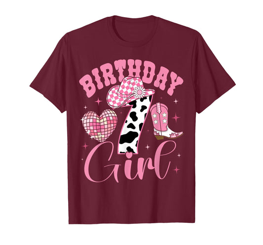 Happy 7th Birthday Girl Outfit Rodeo Western Cowgirl Cowboy T-Shirt