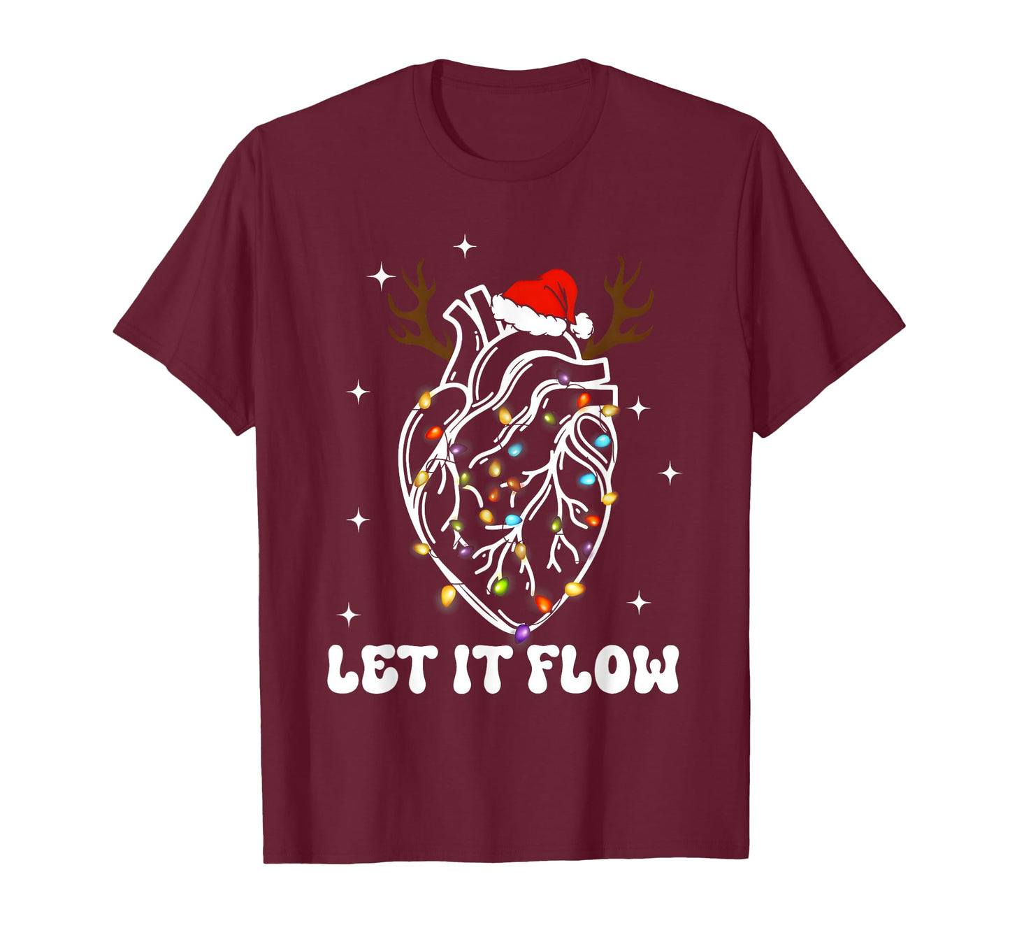 Let It Flow Anatomy Heart Cardiac Nurse Santa Hat T-Shirt