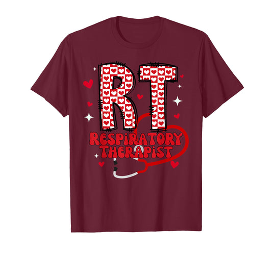 Respiratory Therapist Stethoscope Heart Valentines RT Nurse T-Shirt