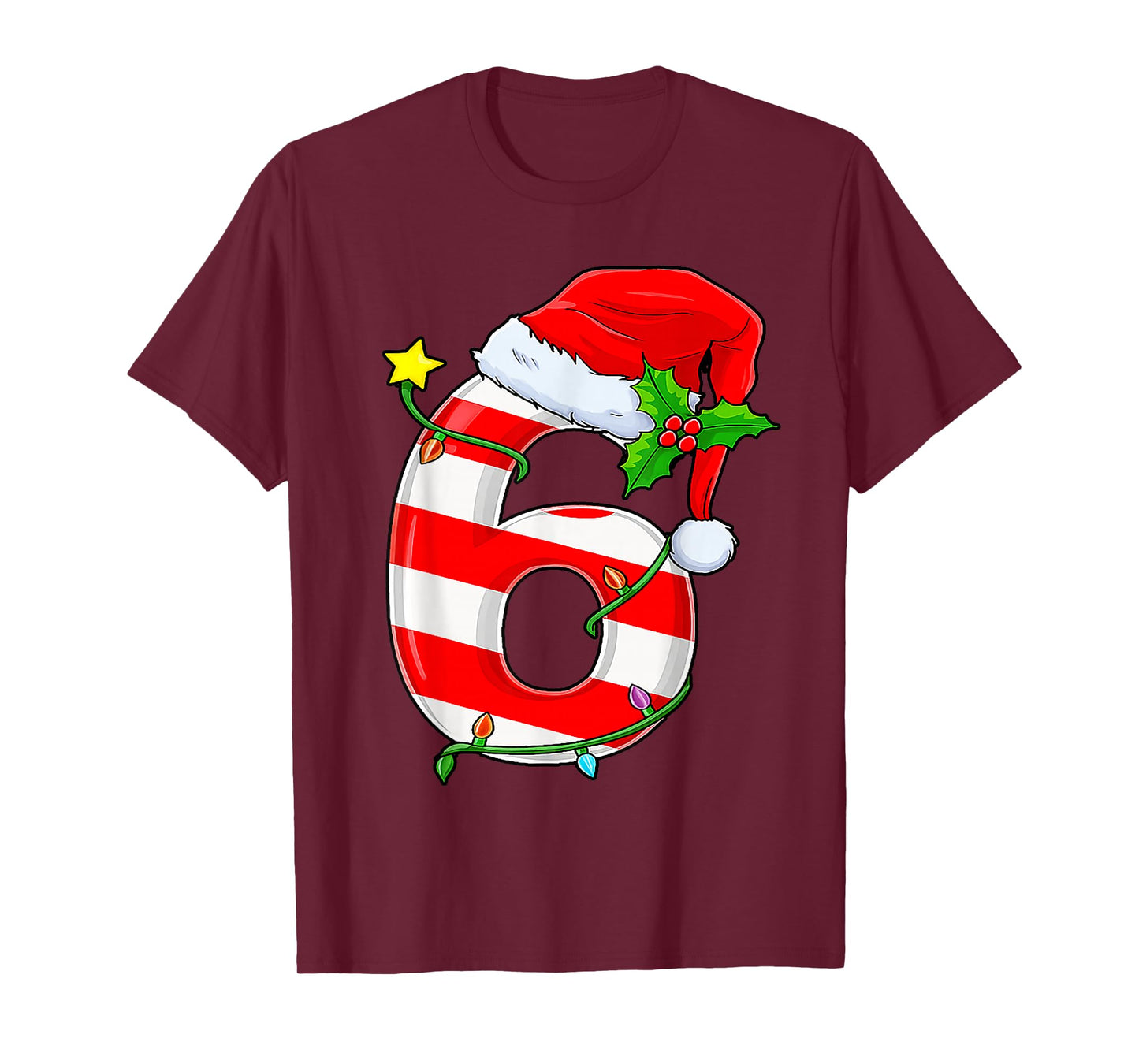 Fun Six Seven 6 7 Meme Candy Cane Lights Santa Christmas T-Shirt