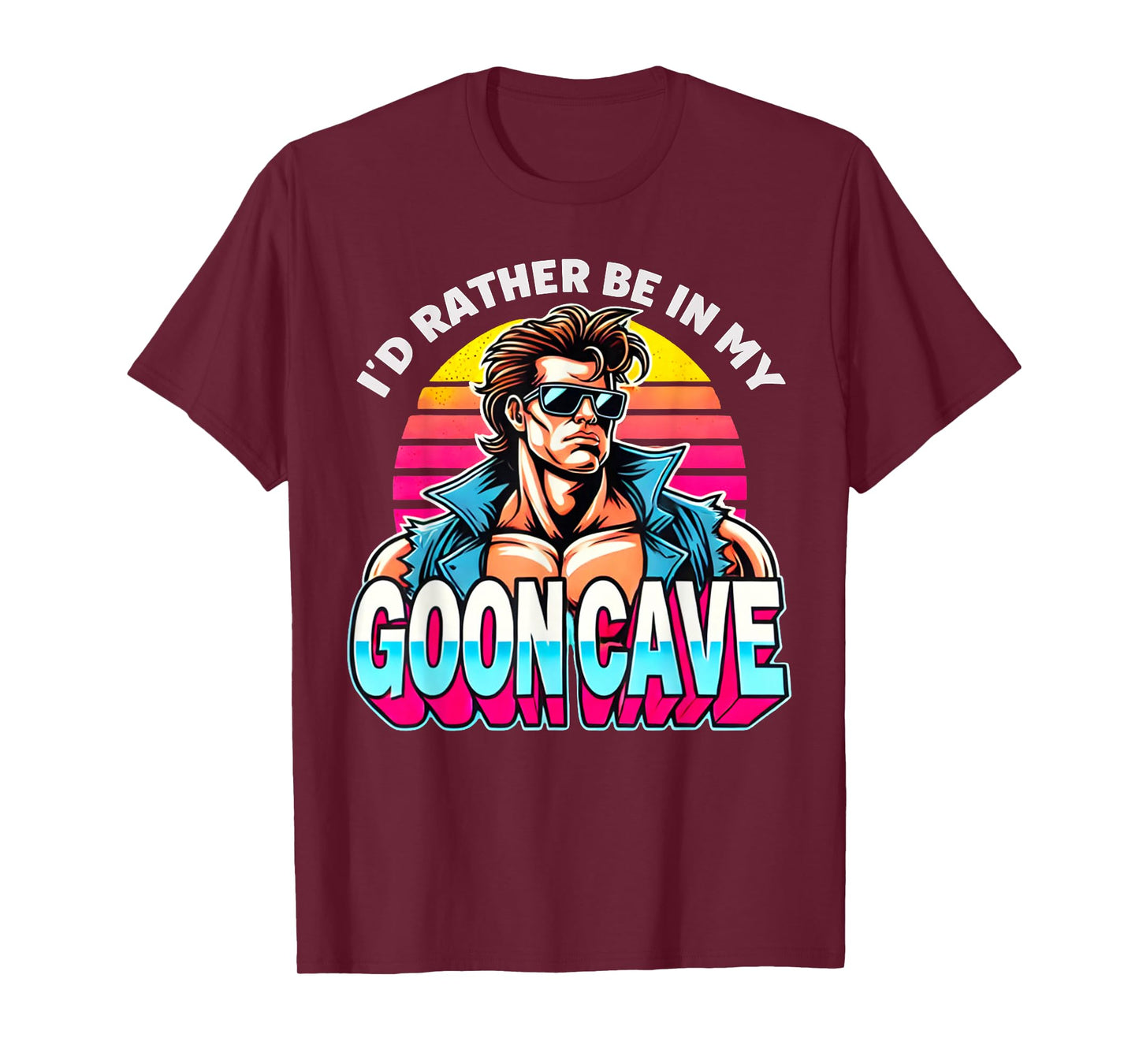 Retro Funny Id Rather Be in My Goon Cave Quote Man Meme T-Shirt