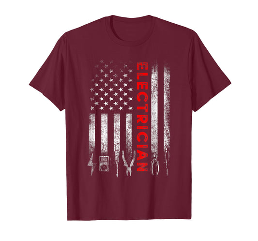 Patriotic Electrician American Flag Fathers Day T-Shirt