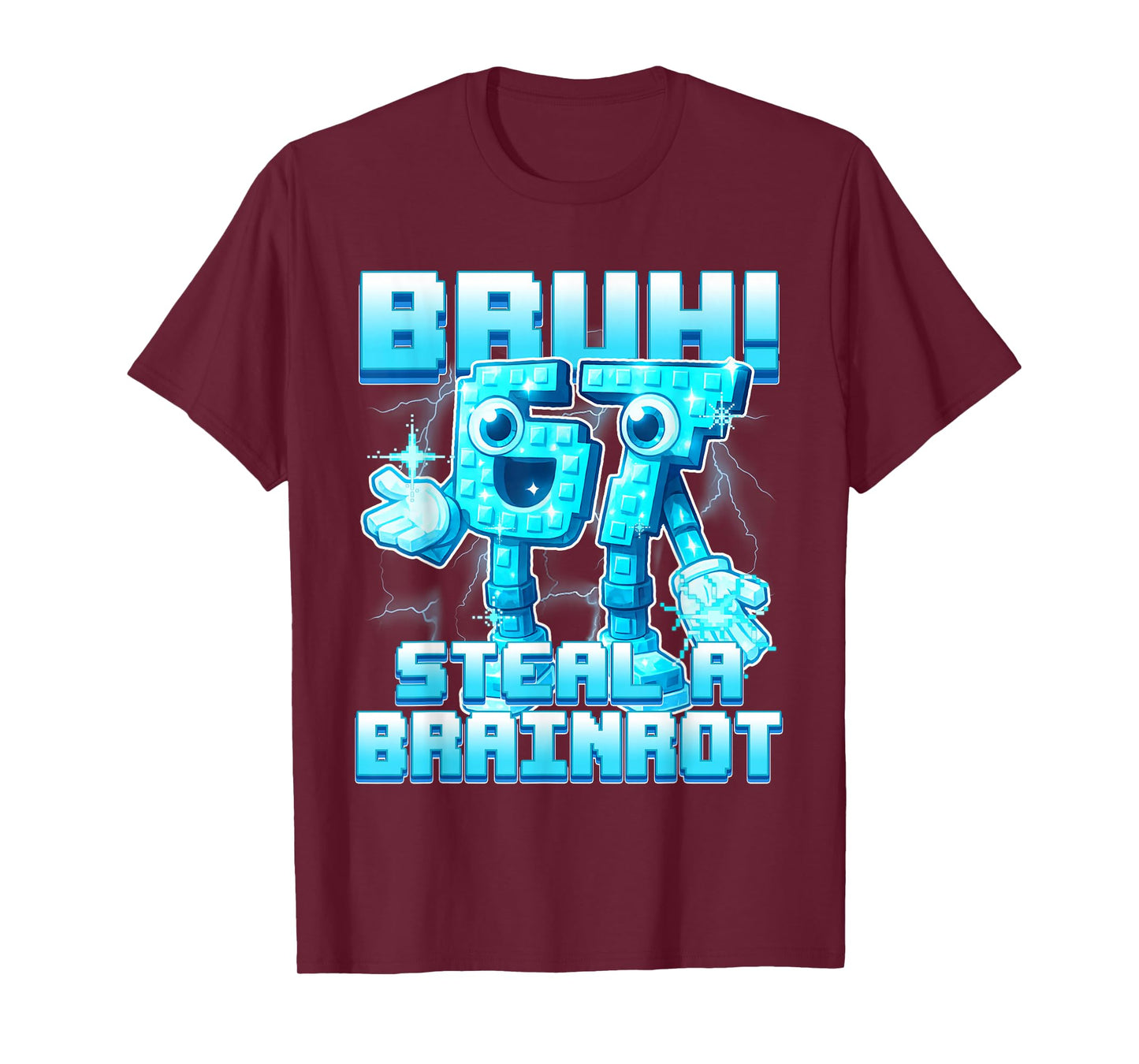 Bruh 67 Six Seven 6-7 Funny Brainrot Meme for Kids Teens T-Shirt