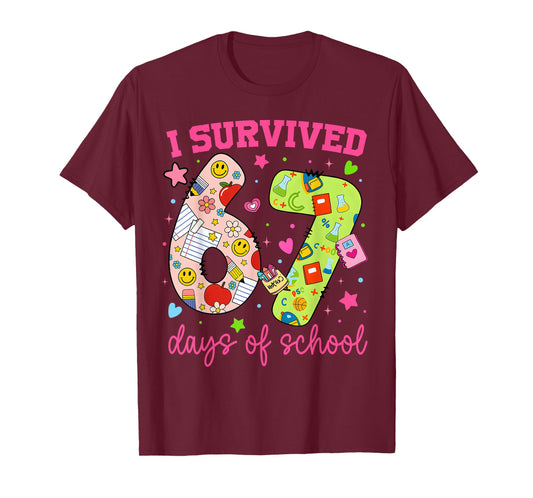 I Survived 67 Days of School Funny Camouflage Boy Girl Kid T-Shirt