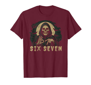Six Seven 67 Grim Reaper Halloween Skeleton Hand Sign T-Shirt