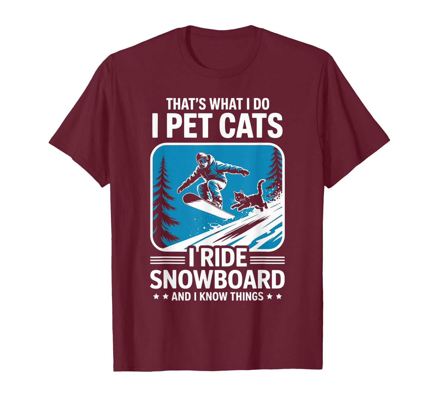 Pet Cats Ride Snowboard Cat Kitten Snowboarding Snowboarder T-Shirt
