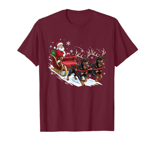 Funny Rottweiler Christmas Santa Cute Dog Lovers T-Shirt
