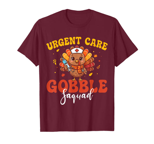 Groovy Urgent Care Nurse Gobble Squad Thanksgiving Turkey T-Shirt