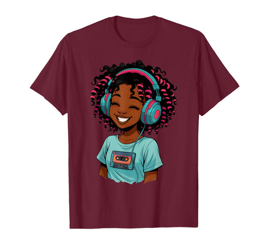 Anime and Music Afro Black Girl Women Anime African American T-Shirt