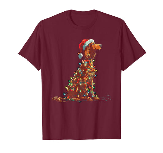 Funny Irish Setter Christmas Graphics Dog Lights Lover T-Shirt
