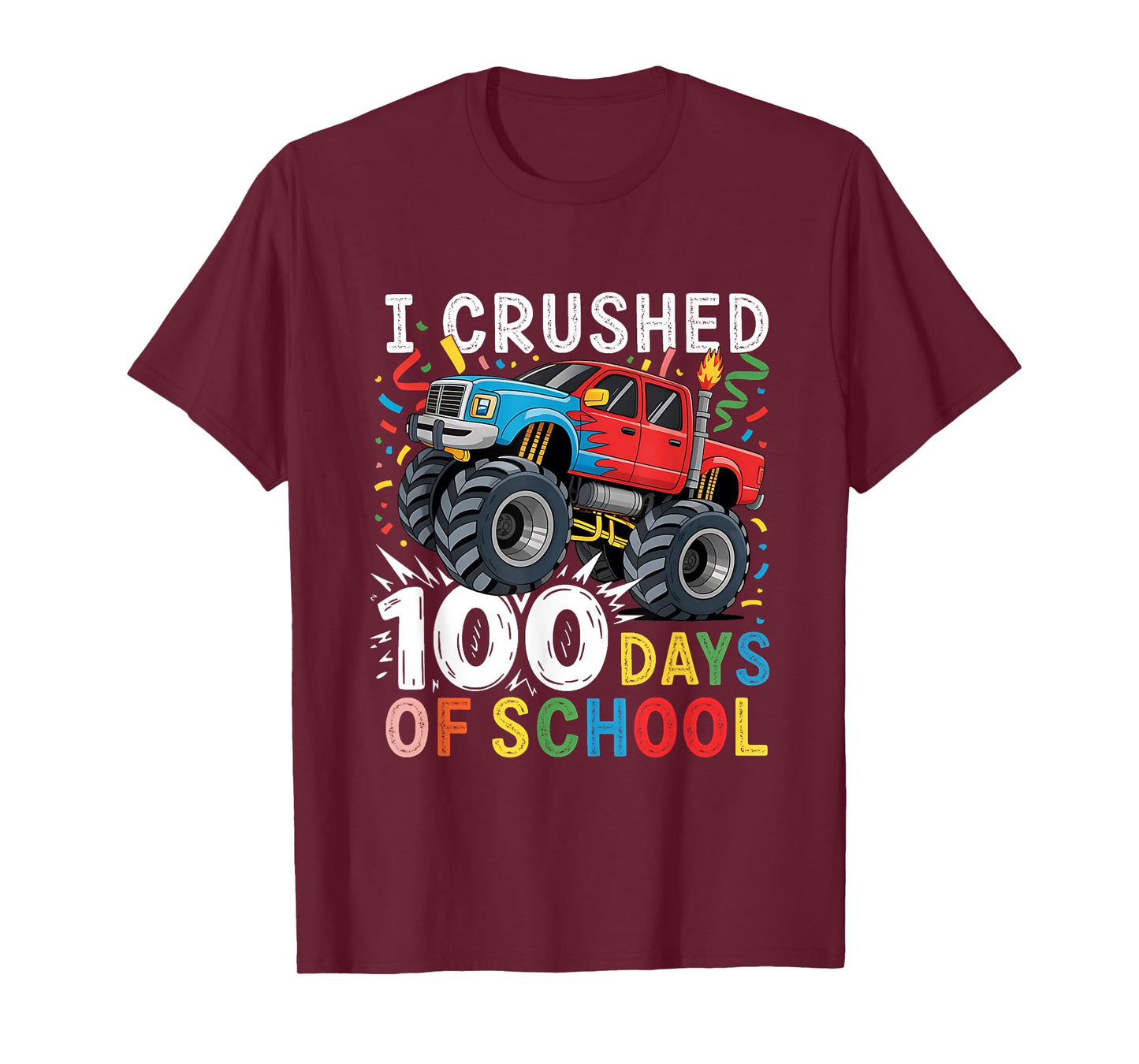 100 Days of School Boys Monster Truck 100th Day of School T-Shirt