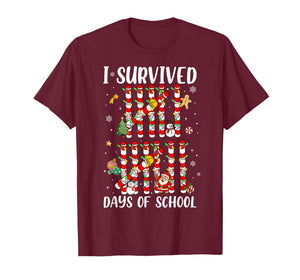 I Survived 67 Days of School Xmas Candy Cane Tally Boy Girl T-Shirt