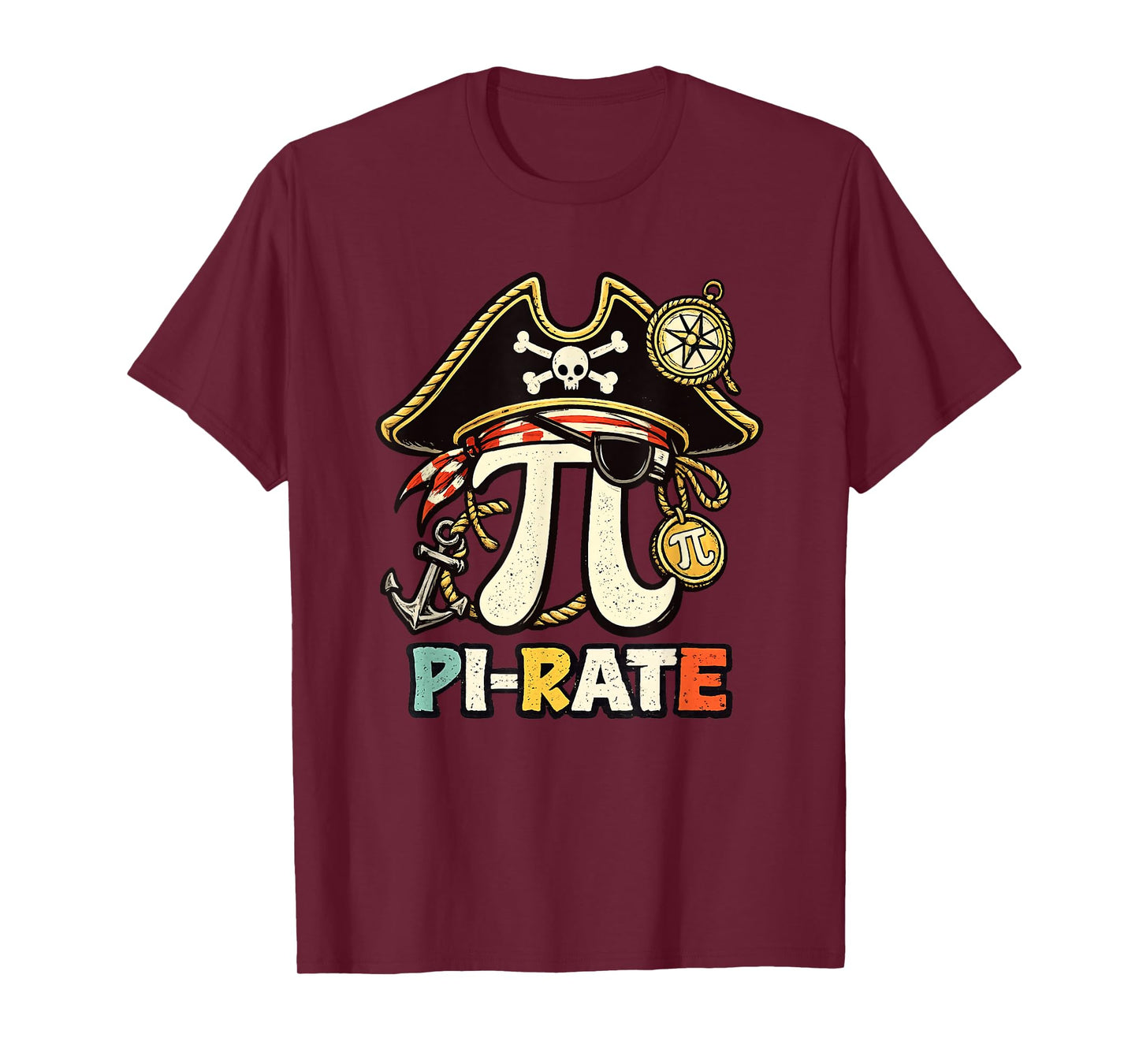 Pi Rate Pirate Pi Day 3.14 Math Pun Nerd Men Women Kids T-Shirt