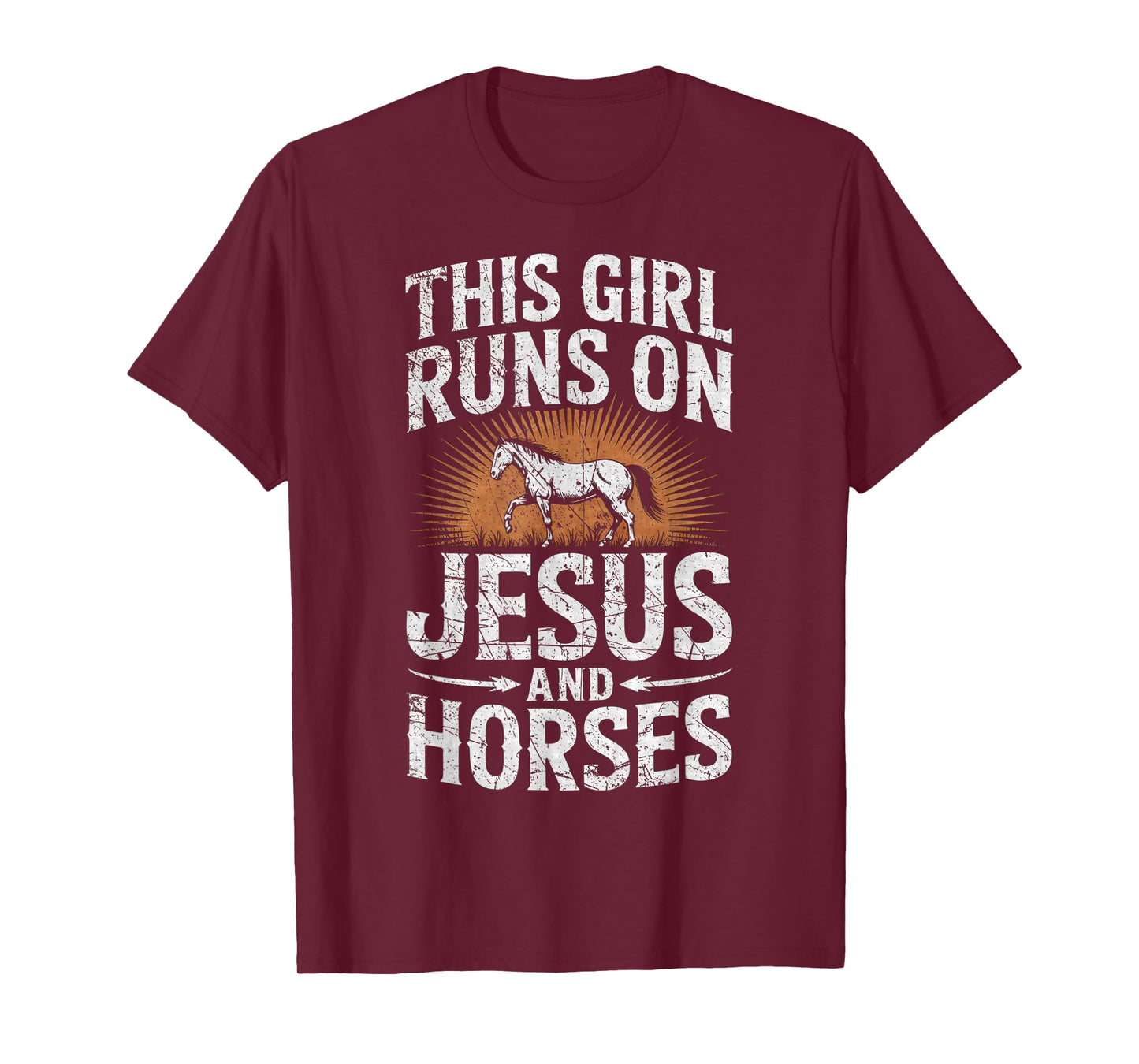This Girl Runs On Jesus and Horses Horse Riding Equestrian T-Shirt