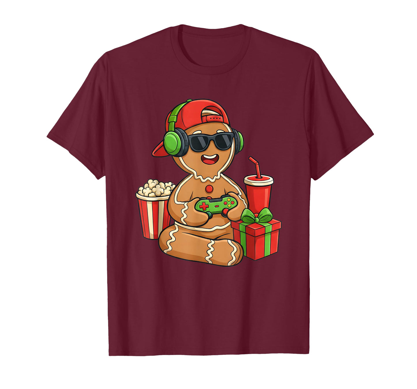 Christmas Gamer Gingerbread Video Gaming Xmas Game Boys Kids T-Shirt