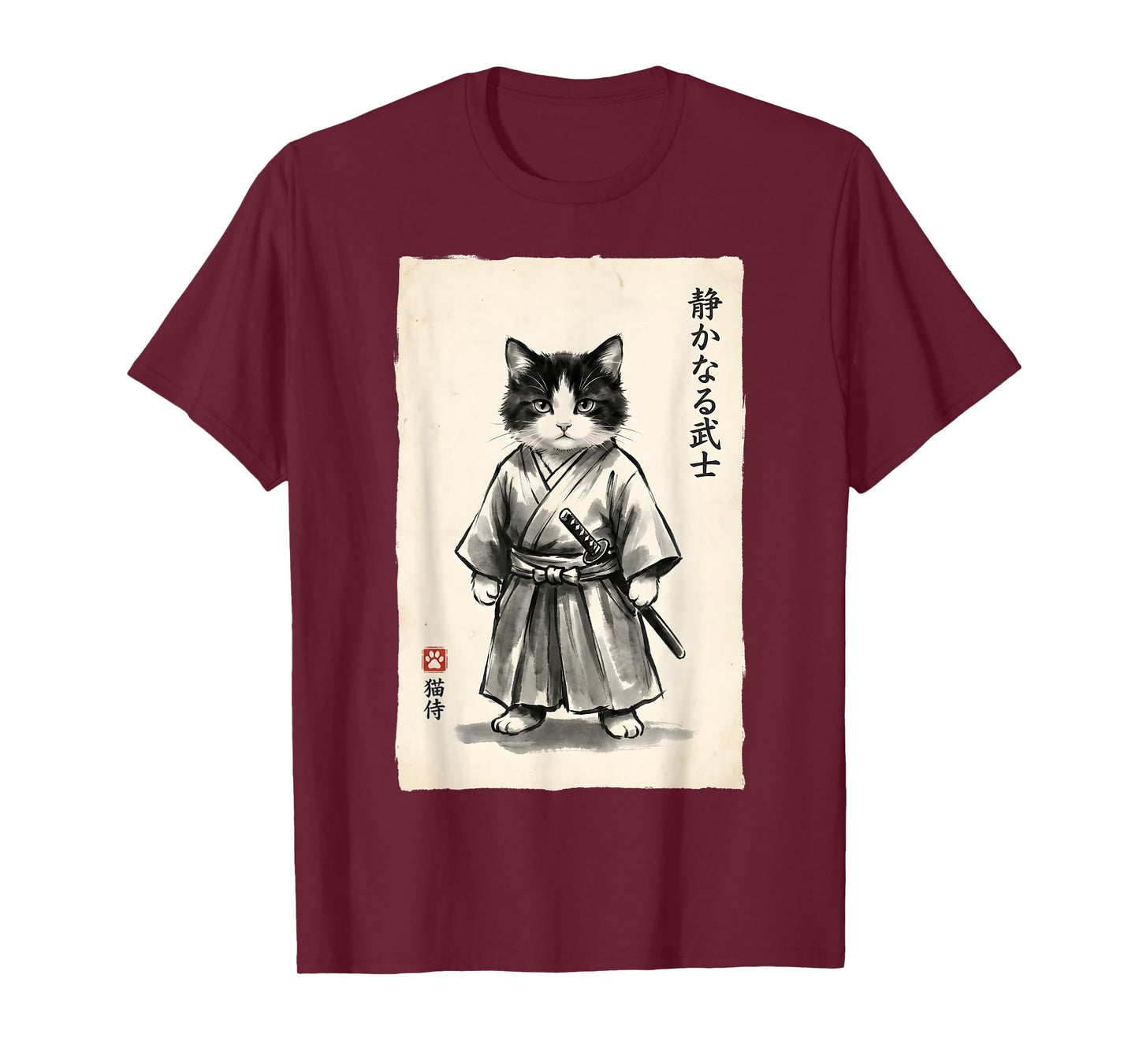 Samurai Cat Warrior Kawaii Anime Japanese Art Cat Samurai T-Shirt