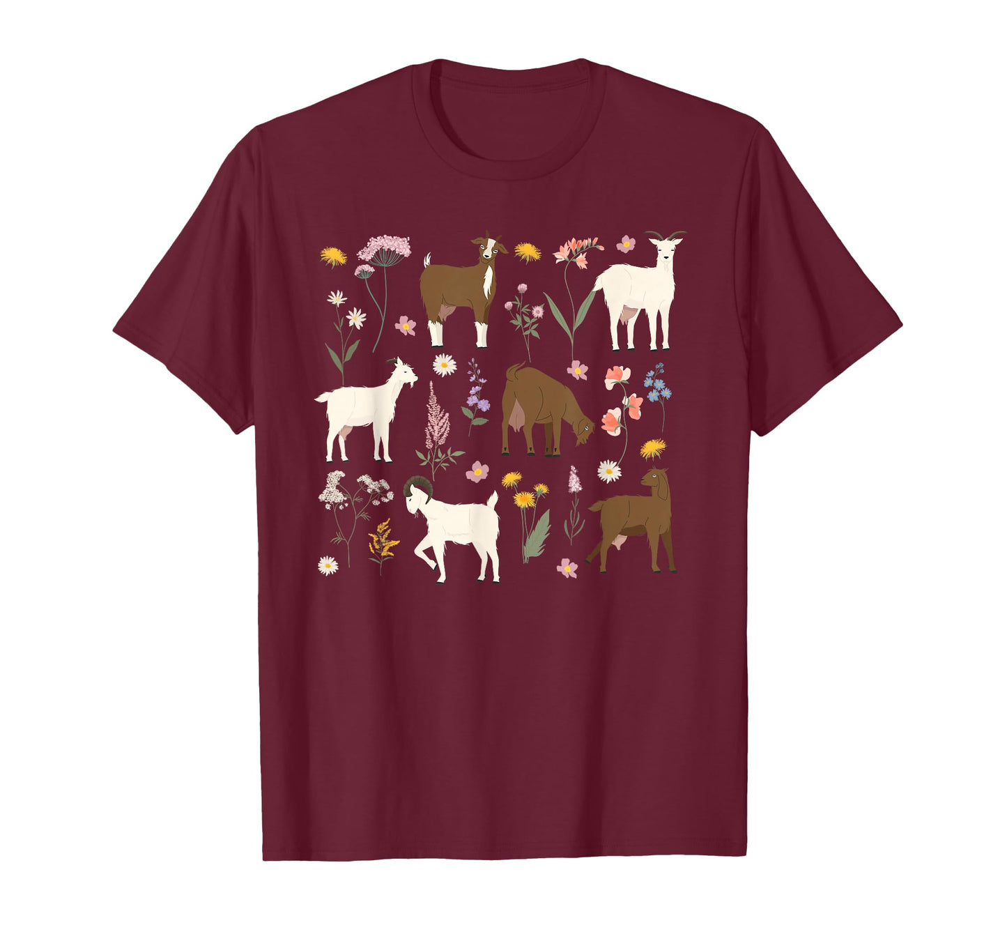 Goat Mom Flowers Goat Mama Goat Owner Goat Momma Goat Farmer T-Shirt