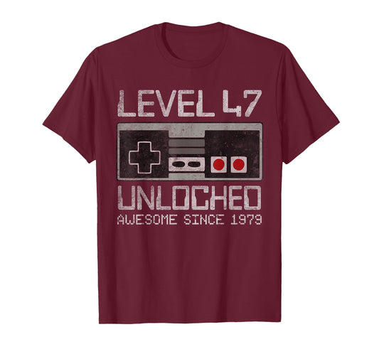 Level 47 Unlocked 47th Birthday 47 Year Old Video Gamer Men T-Shirt