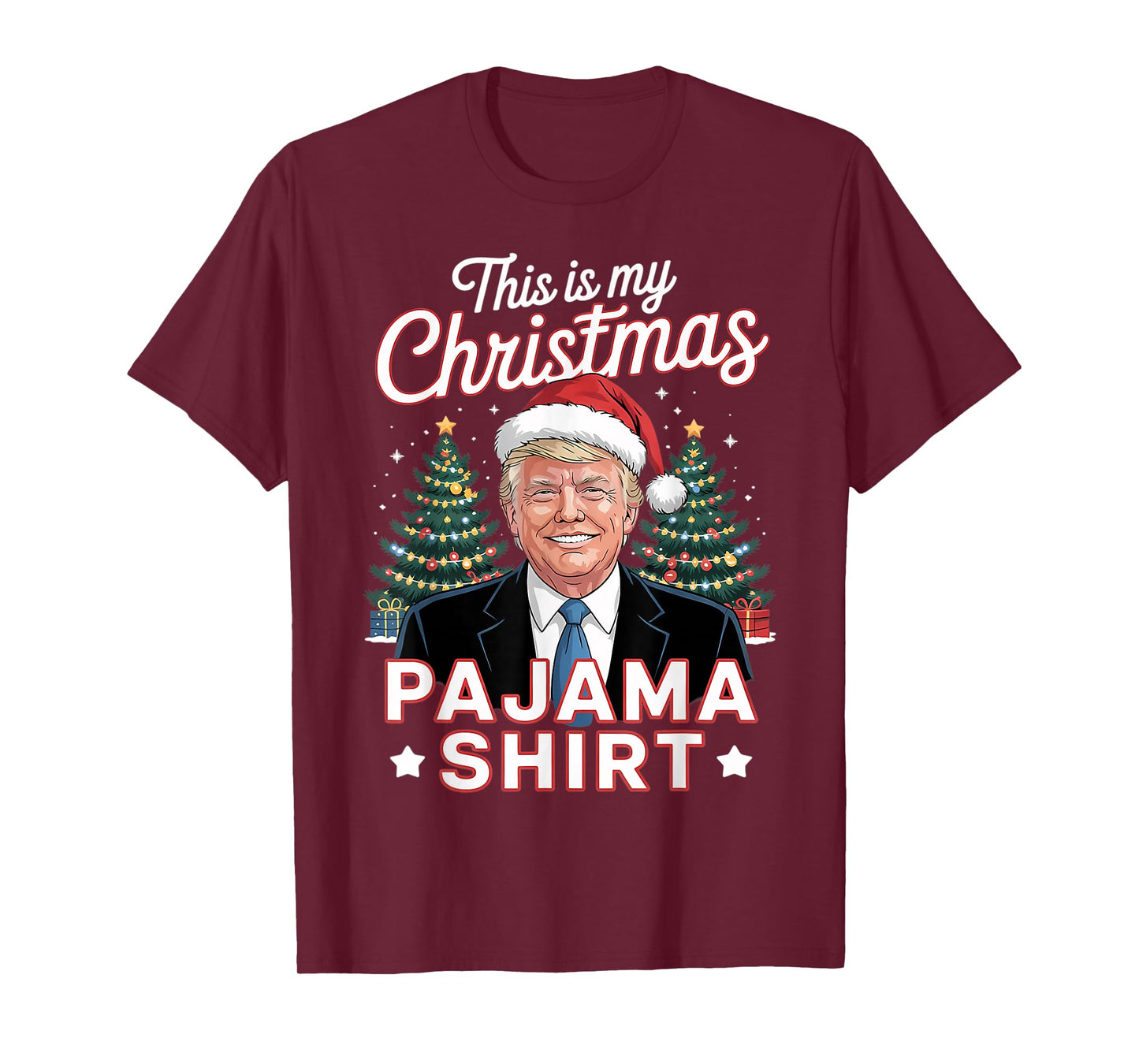 This is My Christmas Pajama Trump Santa Hat Xmas T-Shirt