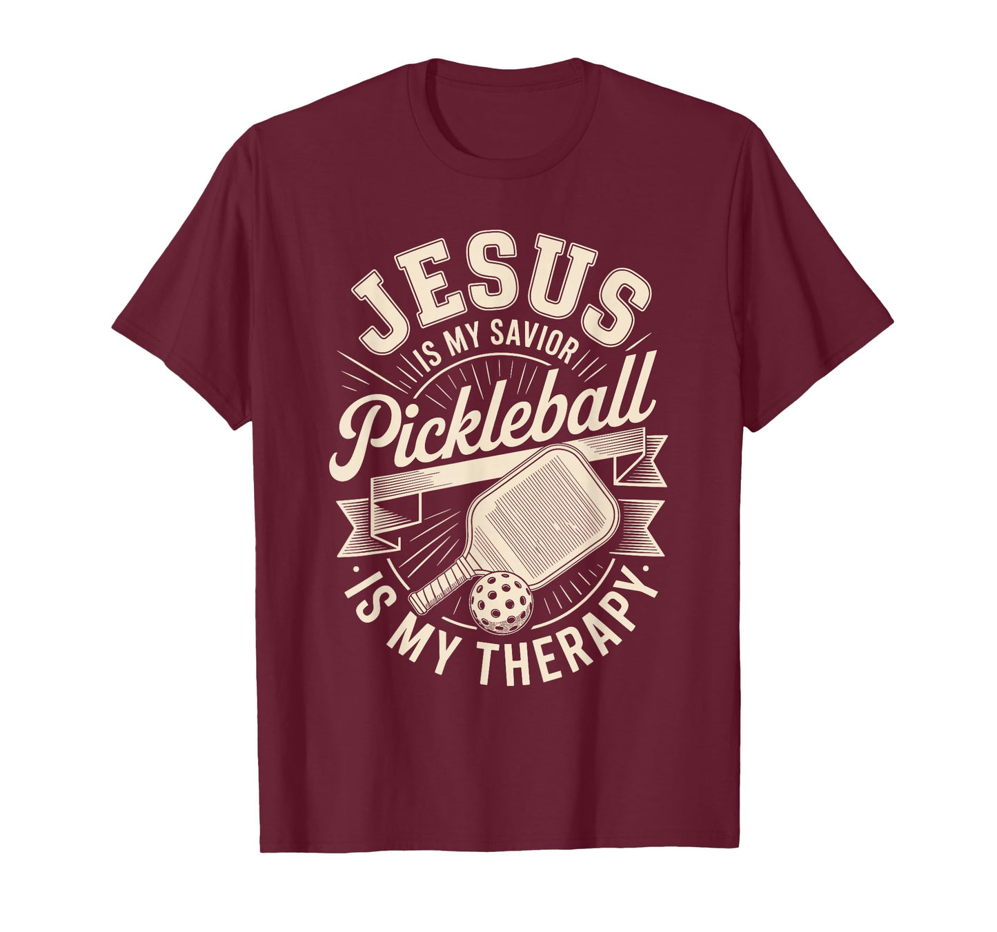 Jesus is My Savior Pickleball is My Therapy Christian T-Shirt