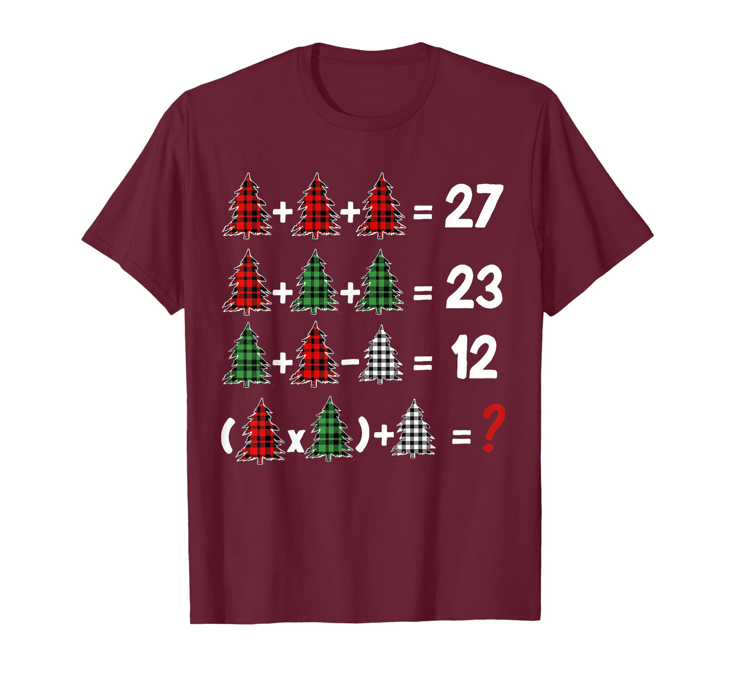 Funny 67 Christmas Tree Buffalo Plaid Math Teacher Xmas T-Shirt