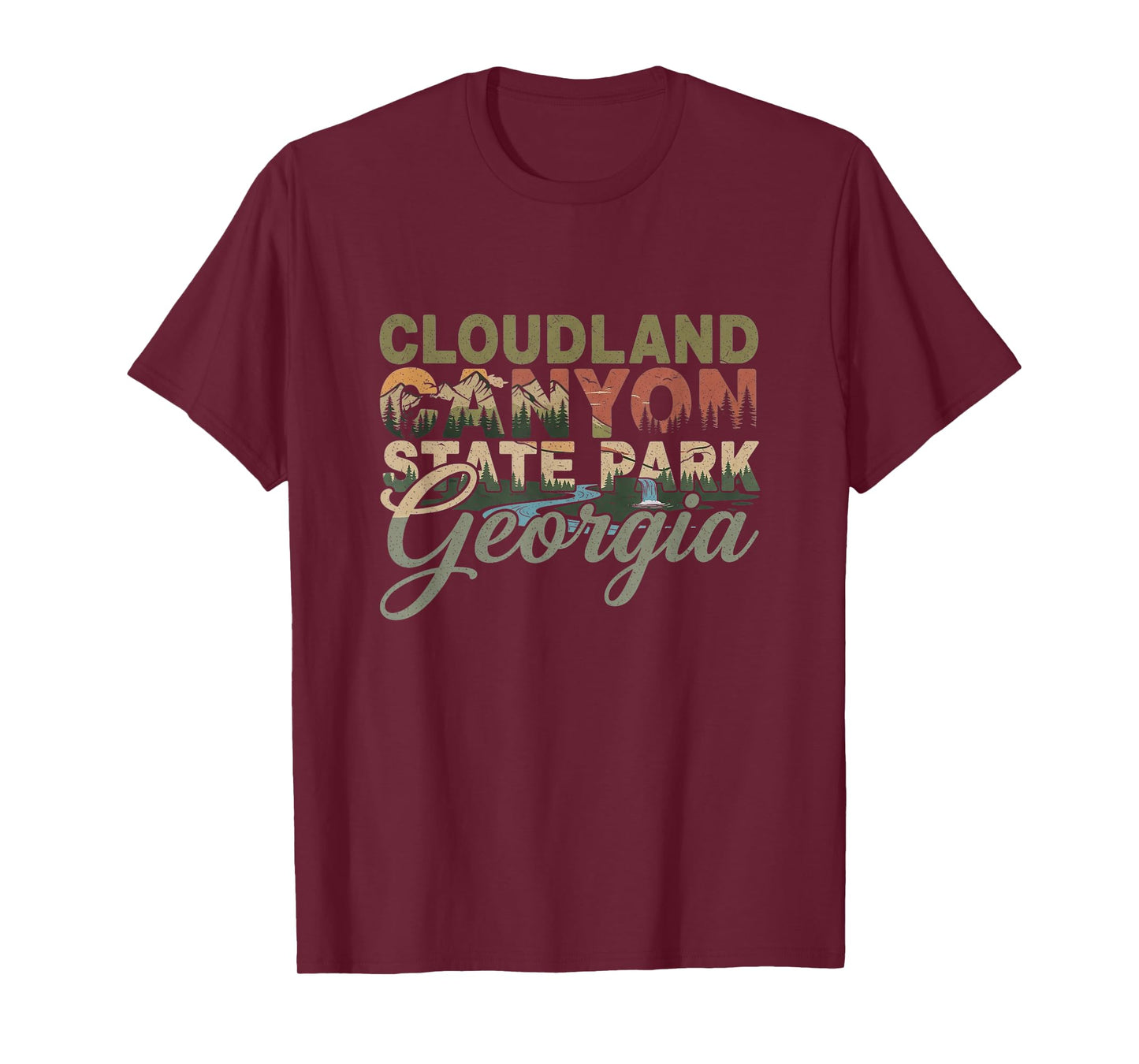 Retro Cloudland Canyon State Park Georgia Art Design T-Shirt