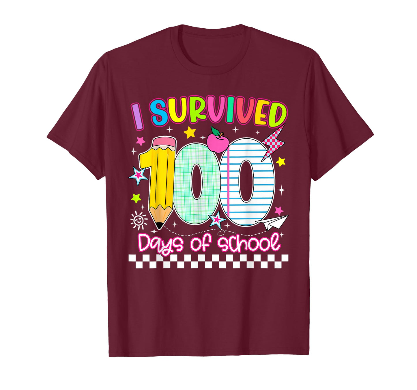 I Survived 100 Days of School Pencil Funny Boy Girl Teacher T-Shirt