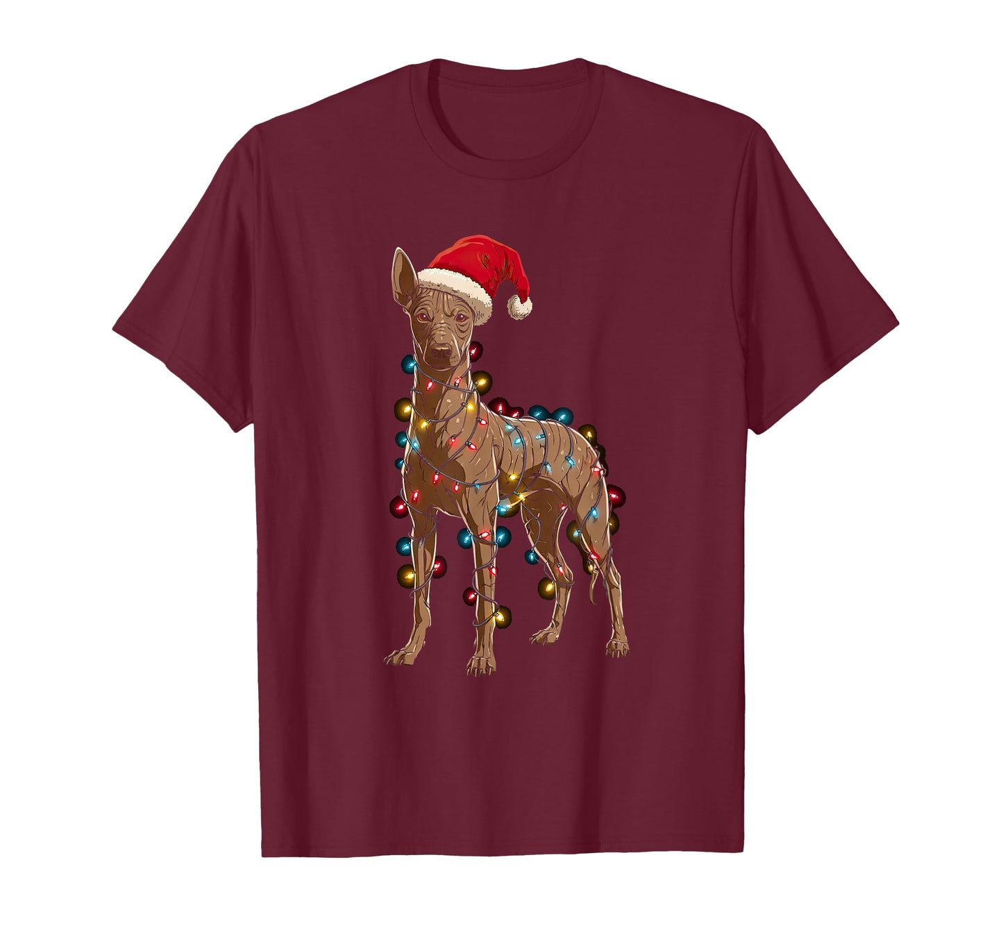 Funny Xoloitzcuintli Christmas Graphic Dog Lights Lover Xolo T-Shirt
