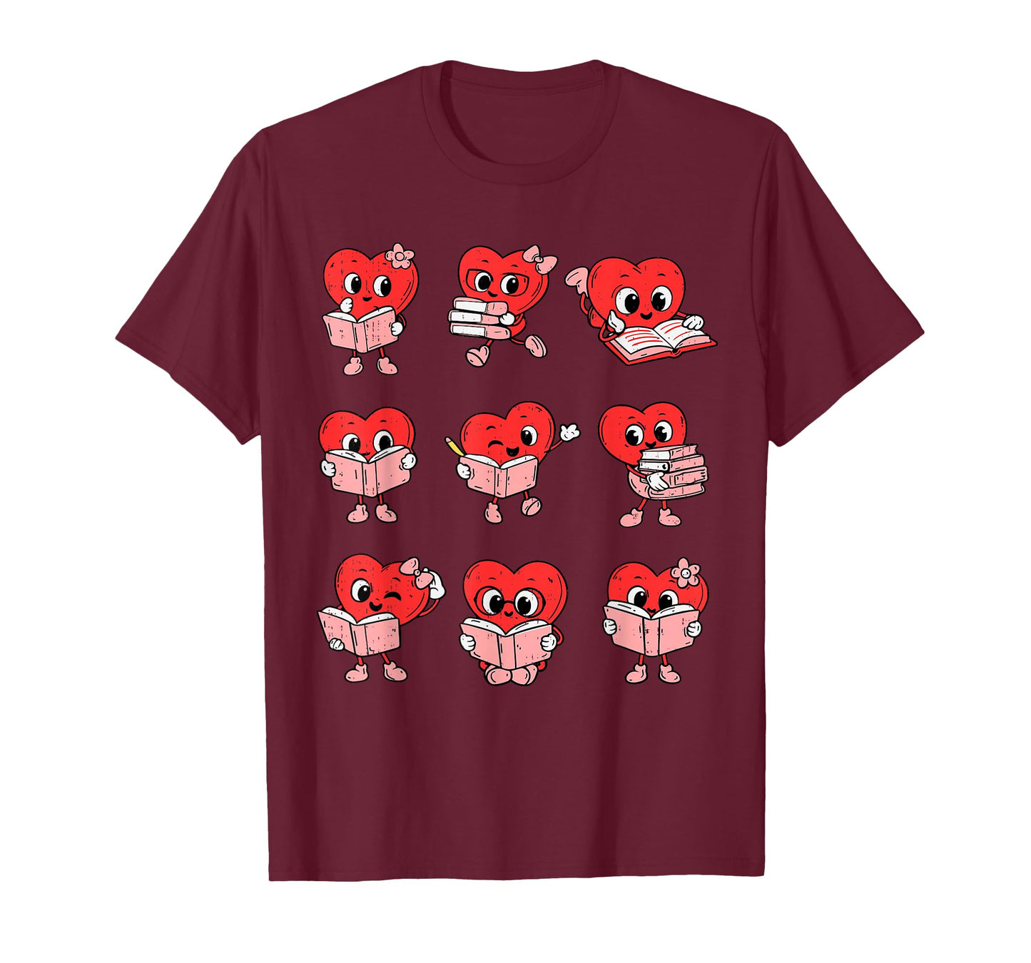 Teacher Valentines Day Reading Book Lover Bookworm Library T-Shirt