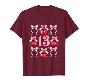 Birthday Girl 13Th Birthday Cherry Coquette Bow 13 Years Old T-Shirt