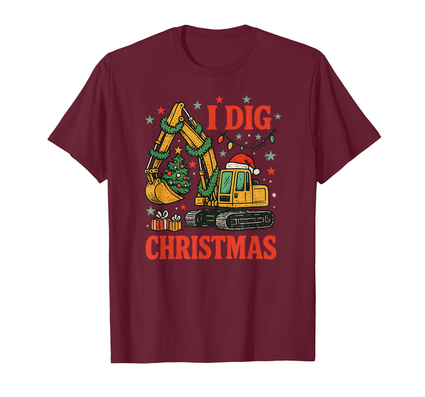 I Dig Christmas Excavator Retro Holiday Meme T-Shirt