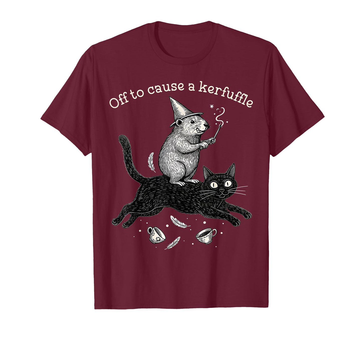 Whimsical Capy Wizard Off to Cause A Kerfuffle Meme Cat T-Shirt