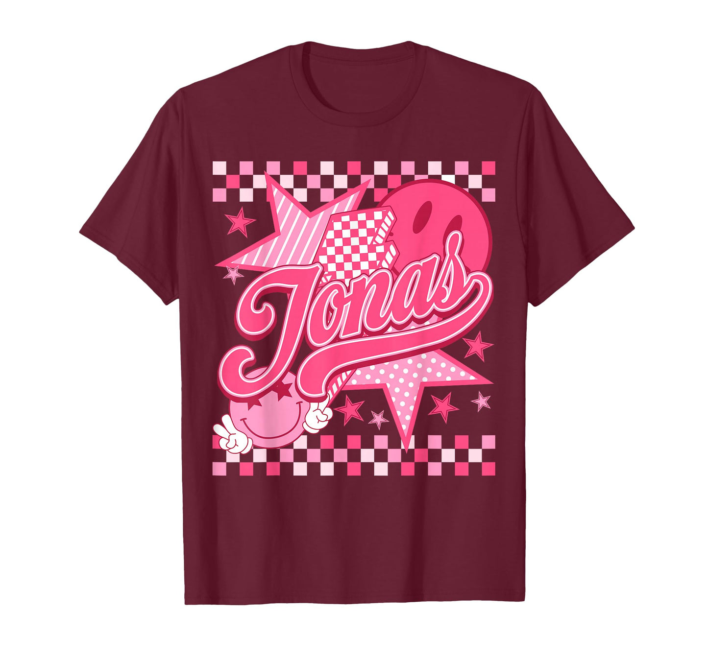 Girl Retro Jonas Groovy Flower First Name Personalized 80's T-Shirt