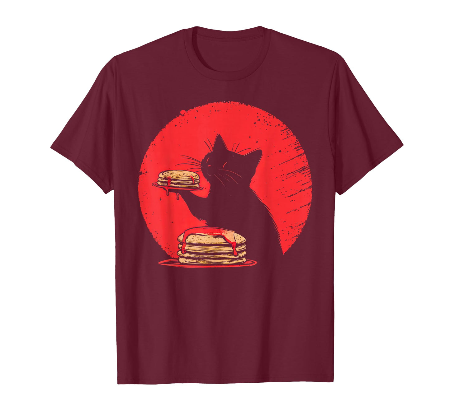 Kawaii Cat Eating Pancakes Funny Breakfast Kitten Food Lover T-Shirt
