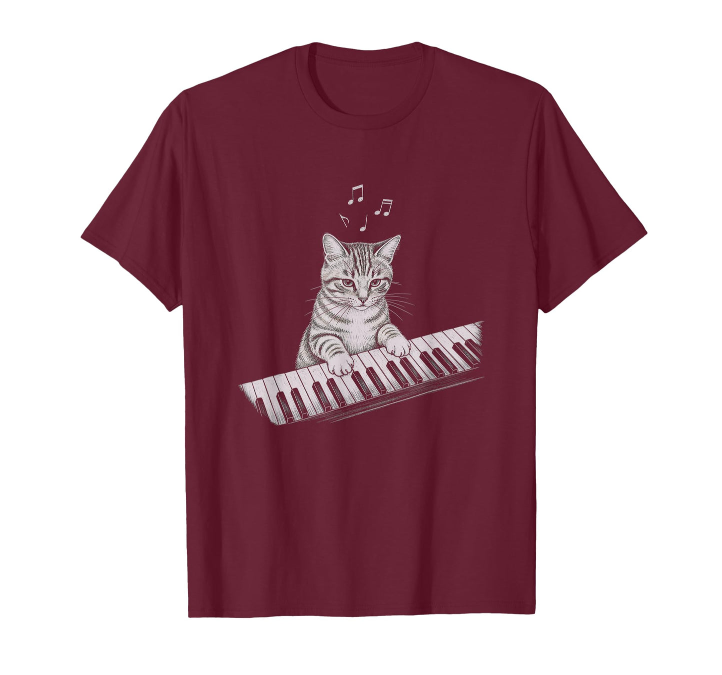 Cute Cat Playing Keyboard Drawing Art Design T-Shirt