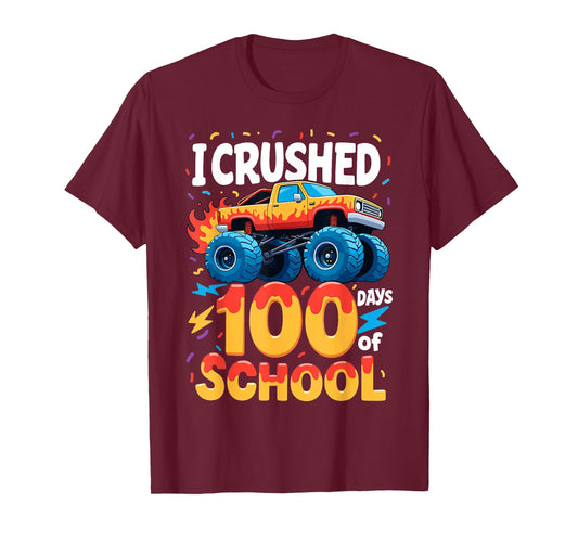 I Crushed 100 Days of School Truck 100th Day of School Kids T-Shirt