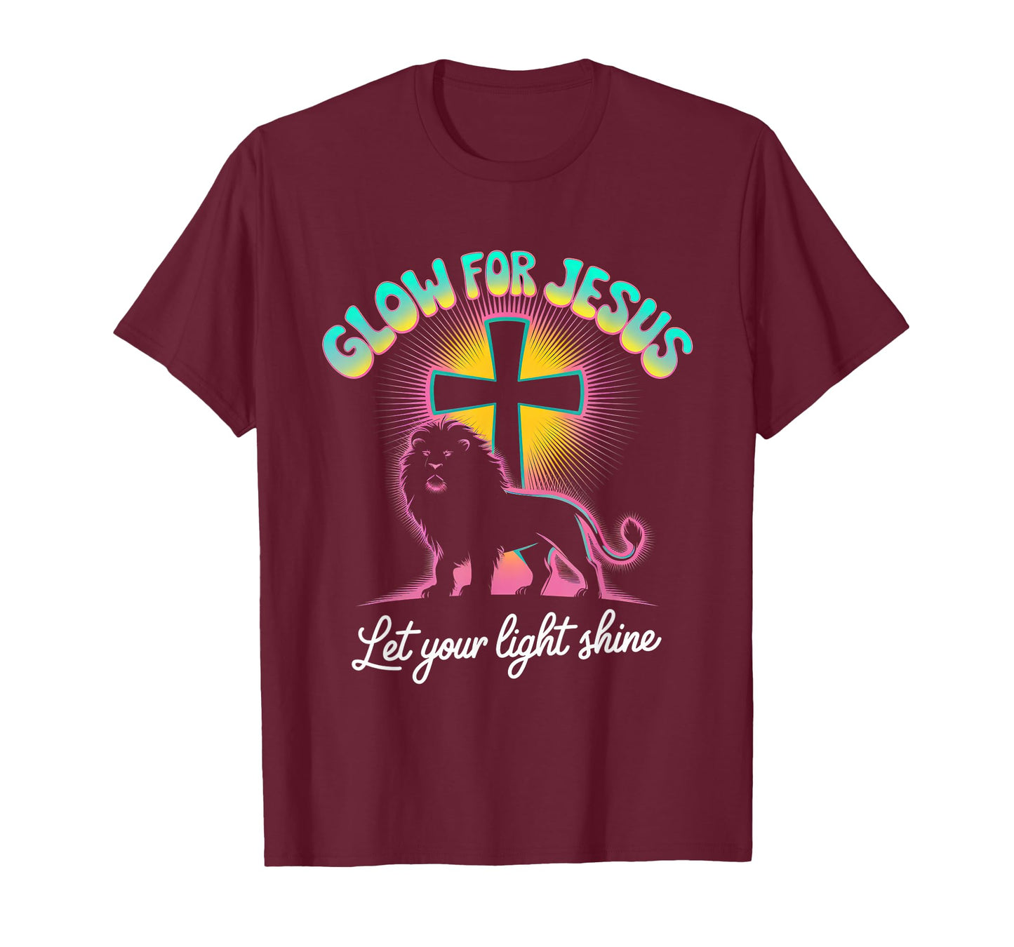 Glow for Jesus Tshirt Christian Faith Lion God Christianity T-Shirt