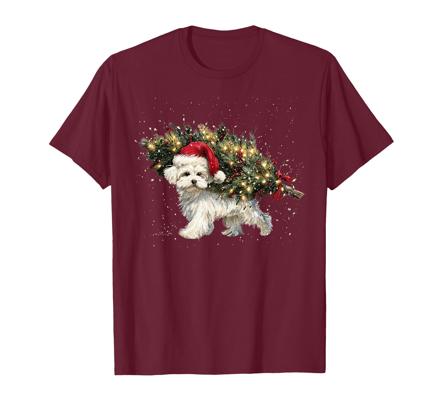Cute Maltese Dog in a Christmas Tree for Men Women T-Shirt
