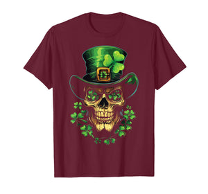 St Patricks Day Cool Leprechaun Skull Graphic T-Shirt