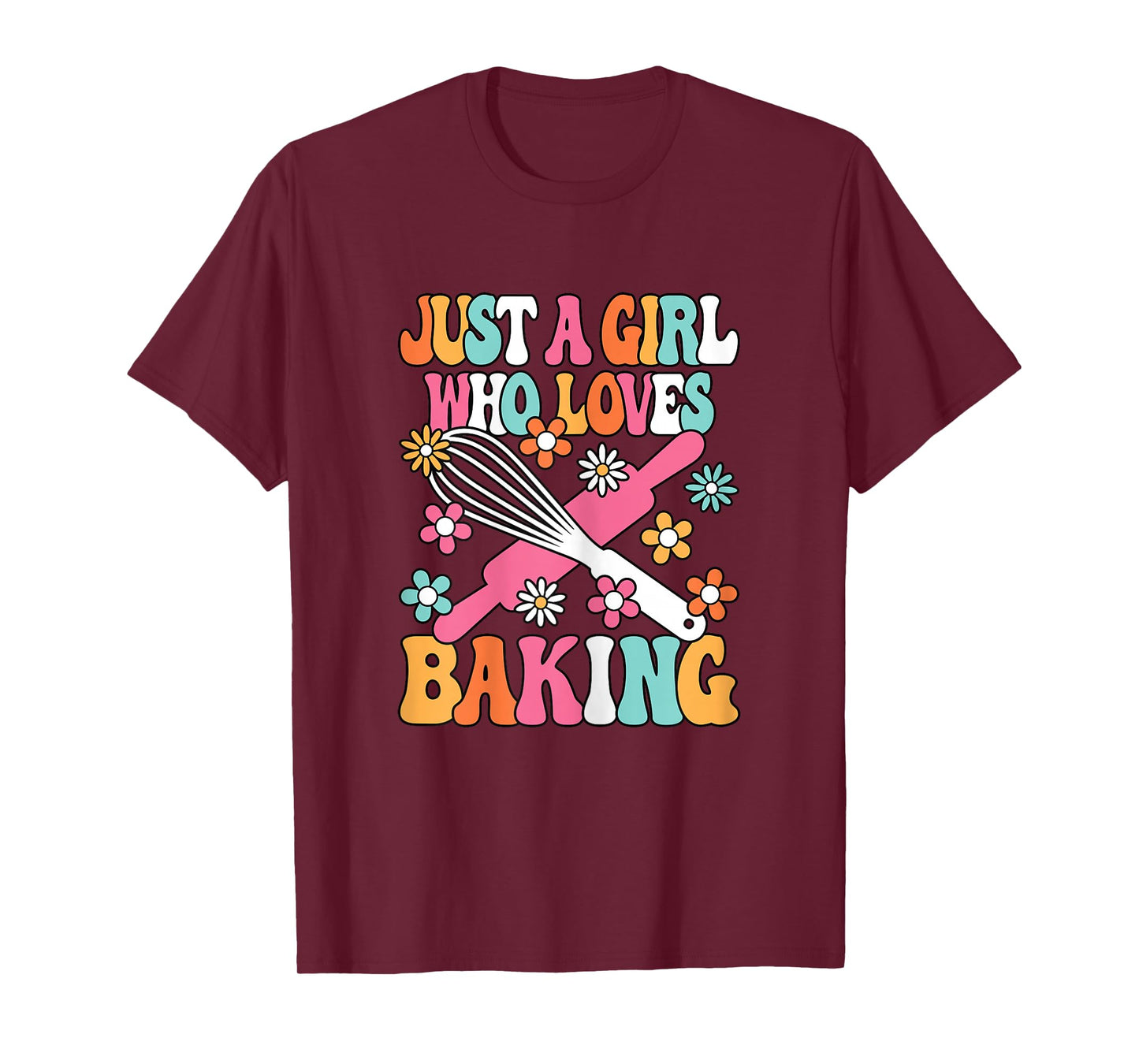 Just A Girl Who Loves Baking Groovy Cute Baker Kids T-Shirt