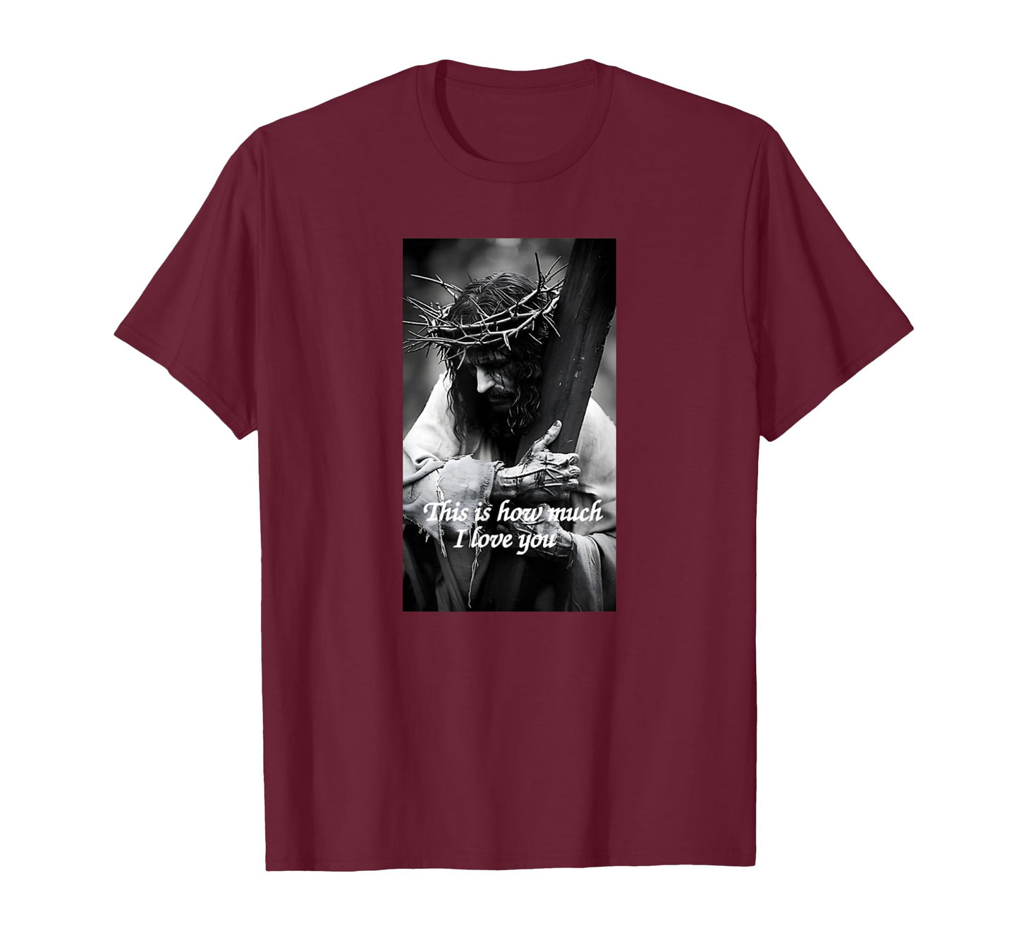 Crucified Love Monochrome Jesus Crown of Thorn Bible T-Shirt