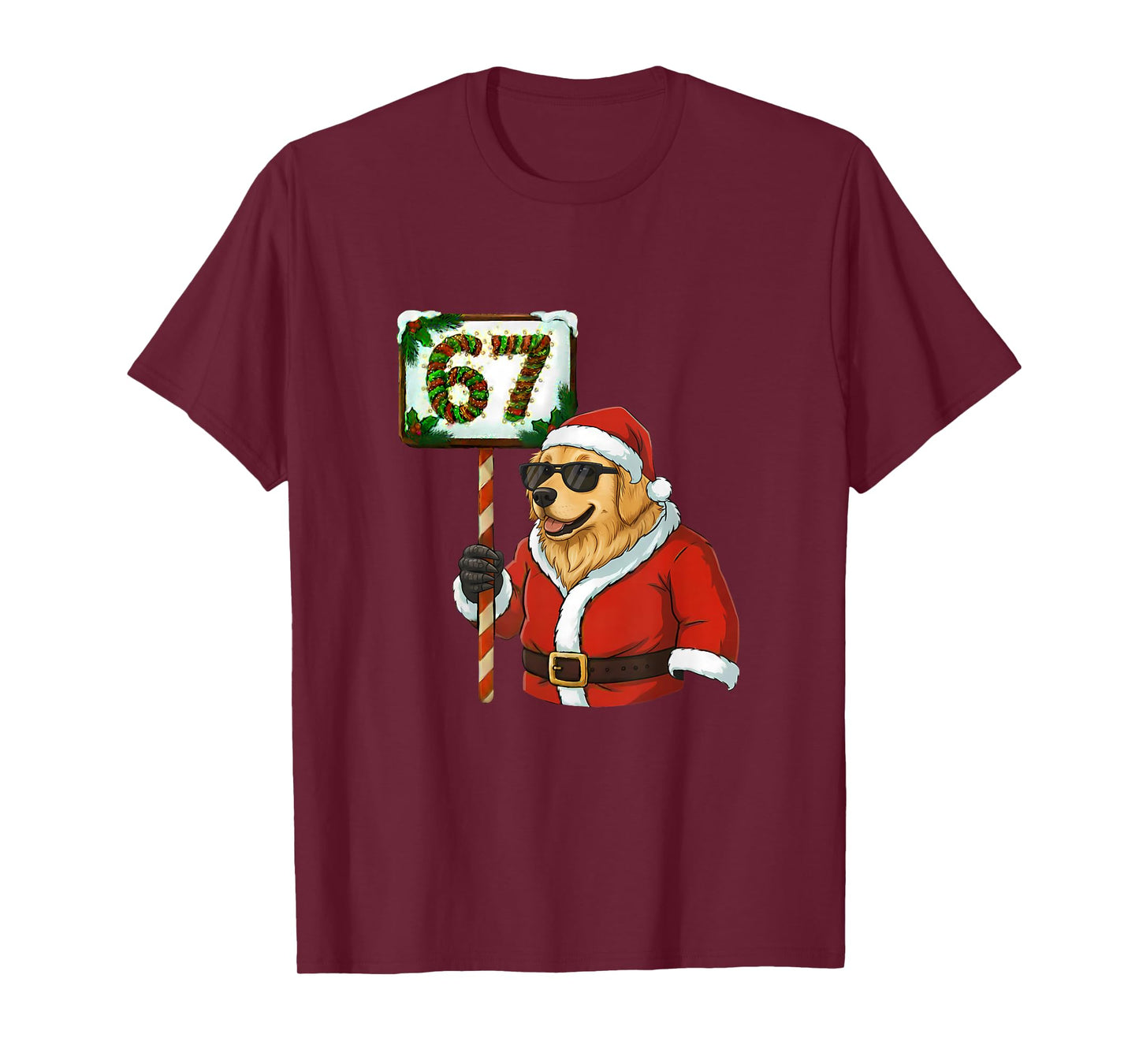 67 Meme Funny 6-7 Christmas Golden Retriever Dog Lover T-Shirt