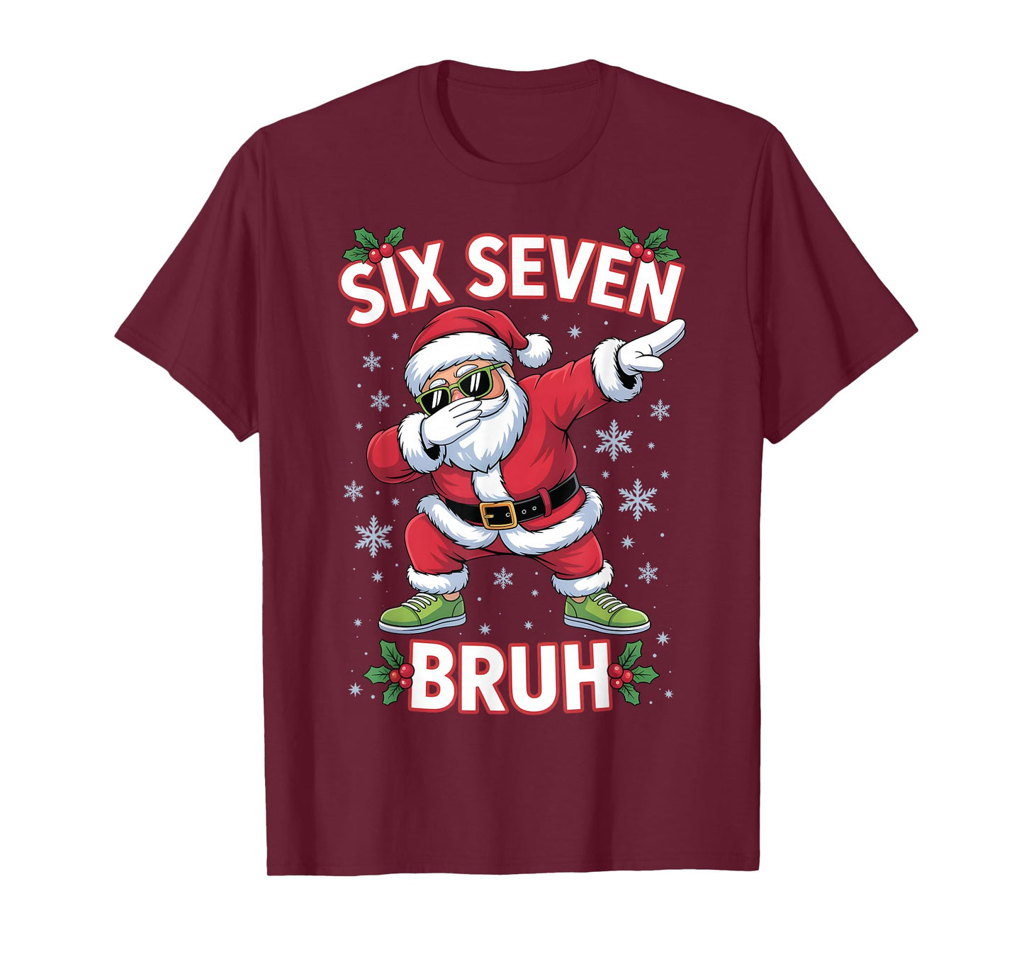Funny Six Seven Bruh 67 Christmas Santa Dabbing Xmas Boy Kid T-Shirt