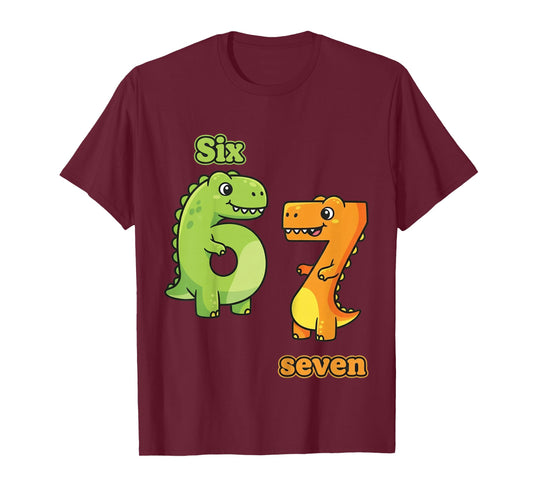 67 Six Seven Dinosaur T-Rex Toddler Kids 67 Boys T-Shirt