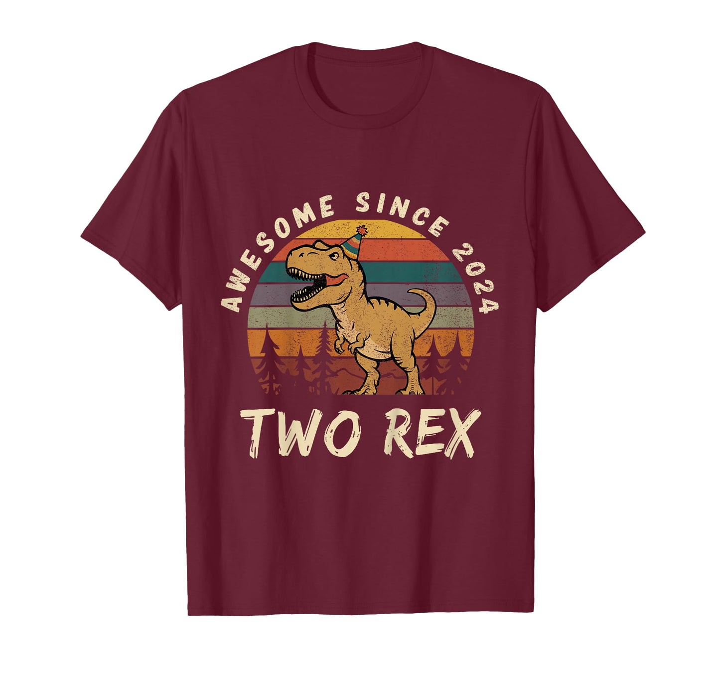 Kids Two rex 2nd Birthday Dinosaur 2 Year Old Boys Born 2024 T-Shirt